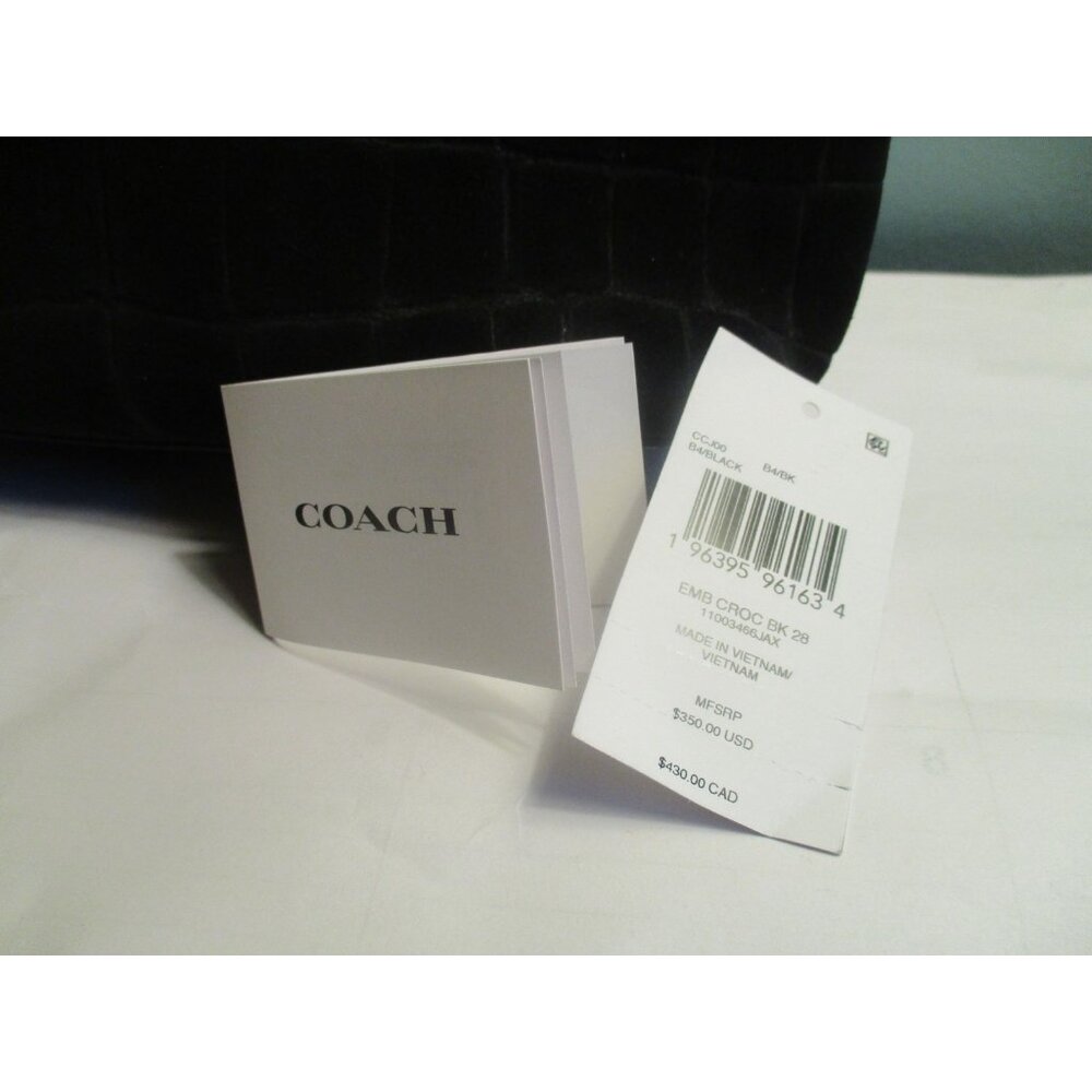 *Coach Black Croc-Embossed Suede Hobo Shoulder Bag - NWT - Picture 8 of 11